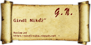 Gindl Niké névjegykártya